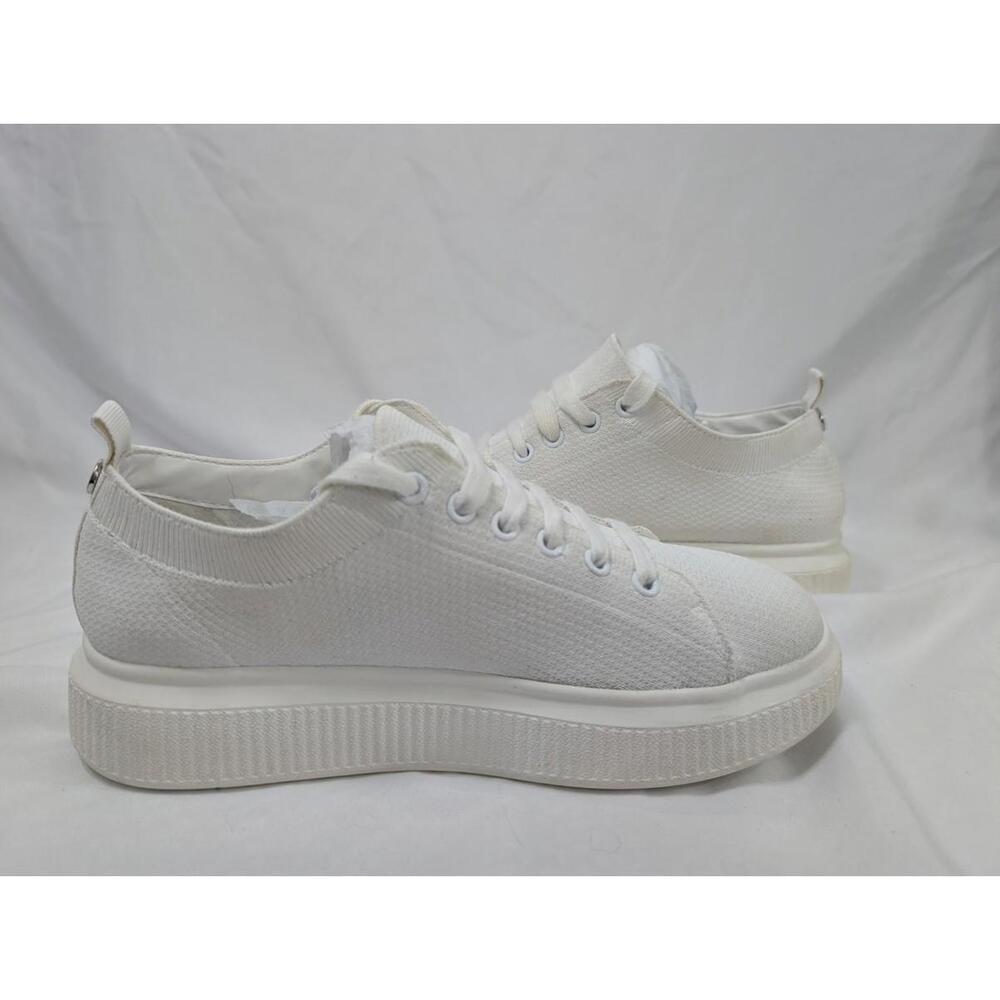 BP. 7.5 White Women’s Platform Sneakers Bpsonny-fab Fabric Upper
